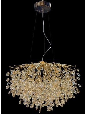 LED Yeni Model 60 cm Ağaç Kristal Lüx Salon Avie Gold Renk Ithal Kasa