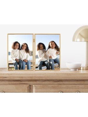Frames Resim Çerçevesi, Katlanabilir, Metal, 12,7 x 17,8 Cm, Altın Rengi