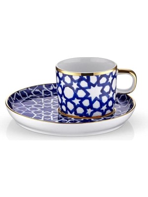 Altın Yaldızlı El Dekoru 6 Kişilik Türk Kahve Fincan Takımı