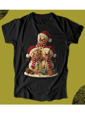 Butişört 'little Snowmans - Christmass - Noel - Yeni Yıl - Kardan Adam‘  Baskılı 'regular-Fit' Unisex Tişört