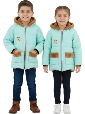 Crassi Kız/erkek Çocuk Mont Kapüşonlu Kürklü Işıklı Aparatı