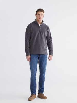 LC Waikiki Gri Dik Yaka Polar Erkek Sweatshirt