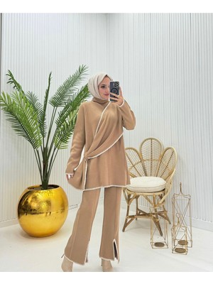Newco Çoban Dikişli Yırtmaç Detaylı Pantolon Tunik Ikili Tesettür Takım