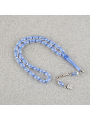 Lapisdo Kedigözü Alpaka Püsküllü Beyzi Kesim 7X11MM Tesbih- Mavi
