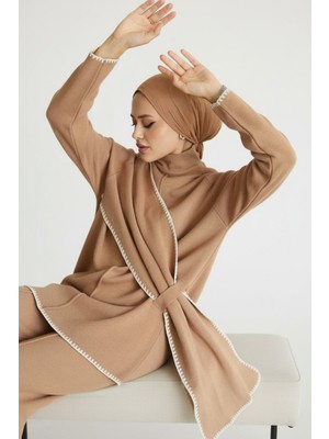 Newco Kadın Camel Pantolon Tunik Ikili Tesettür Çoban Dikişli Takım