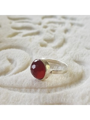 Canka Akik Taşlı El İşi Gümüş Yüzük