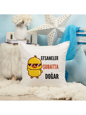 Qoeuyl Boutique Efsaneler Şubatta Doğar Baskılı Doğum Günü Hediyelik Elyaf Saten Dekoratif Yastık