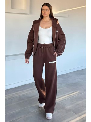 Gülseli Kadın Kapüşonlu Üç Iplik Şardonlu Oversize Eşofman Takımı P-00020150