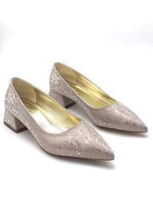 Kindep Biella Kısa Topuklu Kadın Ayakkabı Altın
