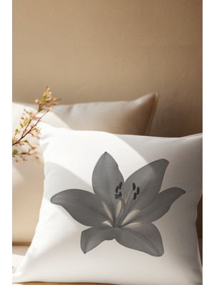 Qoeuyl Boutique Renkli Zambak Çiçek Baskılı Hediyelik Saten Dekoratif Yastık