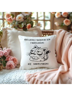 Qoeuyl Boutique Birilerini Yaranmak Için Doğmadım Baskılı Motivasyon Hediyelik Elyaf Saten Dekoratif Yastık