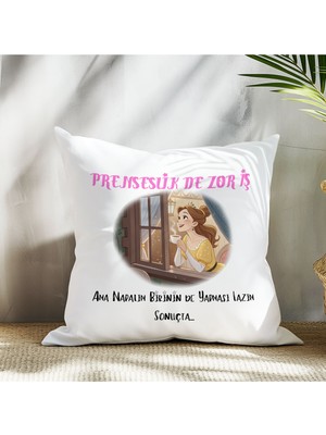 Qoeuyl Boutique Prenseslik Zor Iş Ama Birinin De Yapması Lazım Baskılı Komik Hediyelik Elyaf Saten Dekoratif Yastık