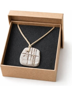 Cogo Seramik Bohem Seramik Kolye – El Yapımı Doğal Dokulu Kolye (Kraft Kutulu)