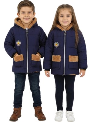 Crassi Kız/erkek Çocuk Mont Kapüşonlu Kürklü Işıklı Aparatı