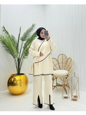 Newco Çoban Dikişli Yırtmaç Detaylı Pantolon Tunik Ikili Tesettür Takım