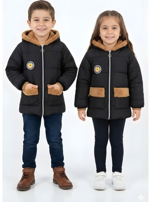 Crassi Kız/erkek Çocuk Mont Kapüşonlu Kürklü Işıklı Aparatı