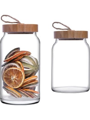 43573S00 Woody Ahşap Kapaklı Kavanoz, Şeffaf ve 43583S00 Woody Ahşap Kapaklı Kavanoz 860 cc