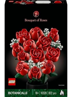 Icons Gül Buketi 10328 – Yetişkinler Için Sevgililer Günü Hediyesi Fikri, 4 Açmış, 4 Yeni Açan ve 4 Tomurcuk Olmak Üzere Farklı Aşamalarda Çiçekler Içeren Dekoratif Model Yapım Seti (822 Parça)