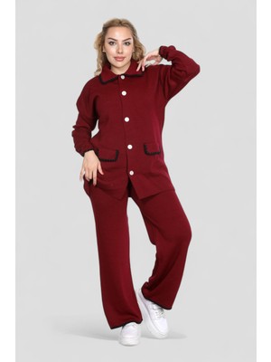 Newco Kadın 2 Li Trıko Takım Çoban Dikişli Cep ve Düğme Detaylı Takım Şık Konforlu