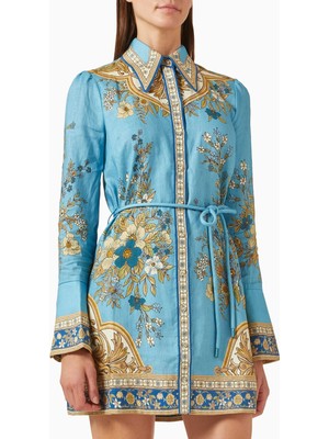 Alemais Cassie Mini Keten Elbise, Avustralya Üretimi, Vintage Çiçek Deseni