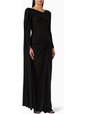 21SIX Kadın Silea Cape Maxi Jersey Elbise