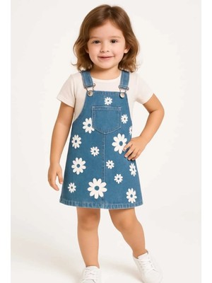 Bubiee Baby Papatya Desenli Kız Çocuğu Kot Jile