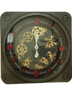 Avensyy Saat Çarklı Kare Duvar Saati Dekoratif Ev Ofis Hediyelik