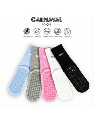 Carnaval Socks Pilates & Yoga Silikonlu Kazymaz Tabanlı 5\'li Kutulu Çorap Seti