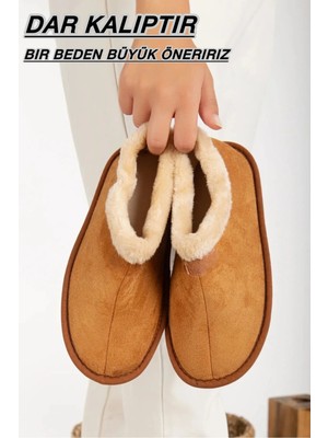 Slipcat Unisex Peluş İçi Yünlü Kışlık Panduf Kadınlar İçin Rahat Ev Pandufu