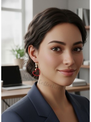 Cash Trade Aşkın Işıltısı Kırmızı Kalp Küpe