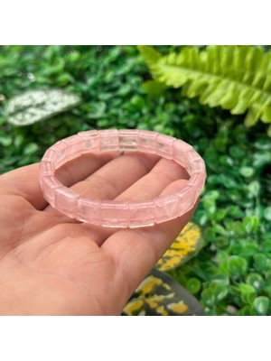 Doğal Pembe Kuvars Taşı Bileklik