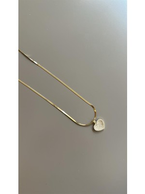 ModaSize Taşlı Kalp Kolye - Altın