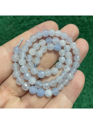 Faset Küre Akuamarin Renkli Kuvars Taşı 6 mm