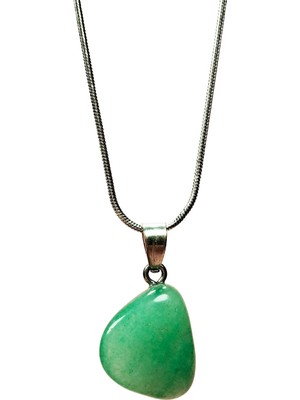 ModaSize Yeşim Taşı Doğal Taşı Zincirli El Yapımı Kolye Uç: 2 cm Zincir: 20 cm Kutulu