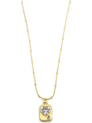 ModaSize Taşlı Kalp Kolye - Altın