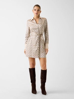 Guess Uzun Kollu Blerta Gömlek Kadın Beyaz Elbise W6RK90WF1T2-P1WE