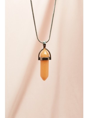 ModaSize Himalaya Doğal Taşı Zincirli El Yapımı Tasarımlı Kolye Uç: 3,5 cm Zincir: 20 cm Kutulu