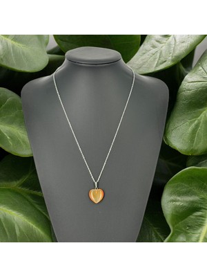 Küçük Kalp Açık Kahverengi Akik Taşı Kolye