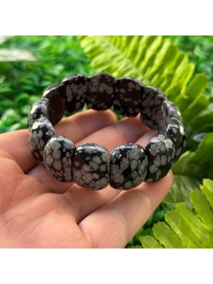 Karlı Obsidyen Taşı Bileklik