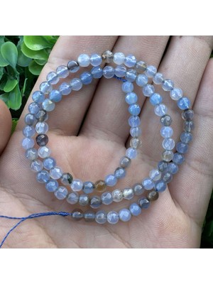 Fasetli Küre Akik Mavi Akik Taşı 4 mm