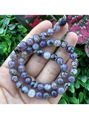 Küre Şeffaf Mor Siyah Akik Taşı 8 mm