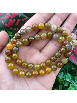 Küre Yeşil-Turuncu Akik Taşı 8 mm