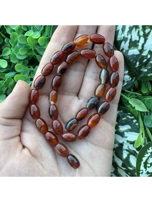 Arpa Kahve-Siyah Karnelyan Akik Taşı 8X12 mm