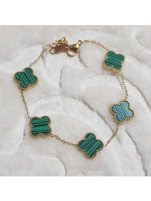 Canka Yeşil  Yonca  Çelik Bileklik