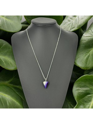 Küçük Sivri Mor Pandül Akik Taşı Kolye