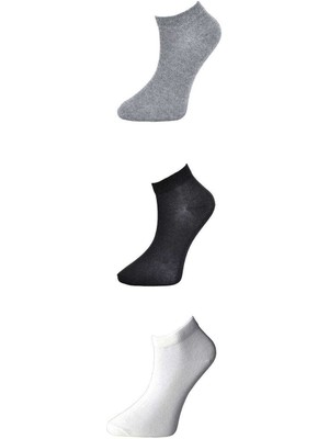 ModaSize Siyah Gri ve Beyaz Kadın Bilek Çorap 3 Çift