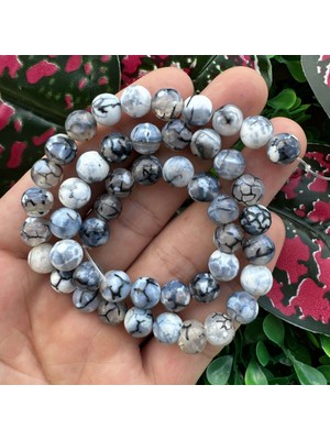 Küre Gri-Beyaz Akik Taşı 8 mm