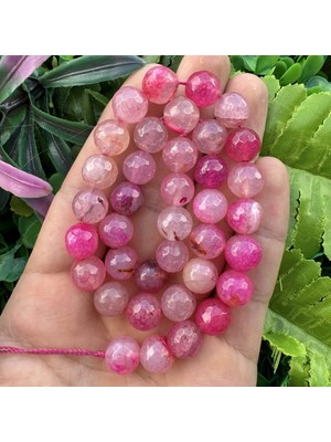 Fasetli Küre Pembe Akik Taşı 10 mm