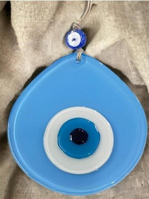 Ett Mavi Nazar Boncuklu Açık Mavi Renk Nazar Boncuklu Damla Desen El Yapımı Duvar Süsü Dinç Store