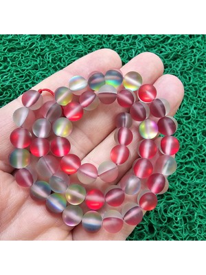 Küre Buzlu Kırmızı Termal Kuvars Taşı 8 mm